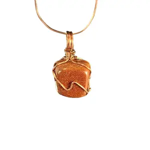 Handmade Copper Wire Wrapped Copper Stone Pendant