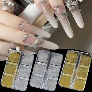 Mini Nail Art Steel Balls Metallic Beads 6-Size Assorted Kit Manicure Silver Gold Round Rhinestones Nail Gems Accessories Nail Charms Nail Decorations for Nail Art Chain DIY Nail Supplies