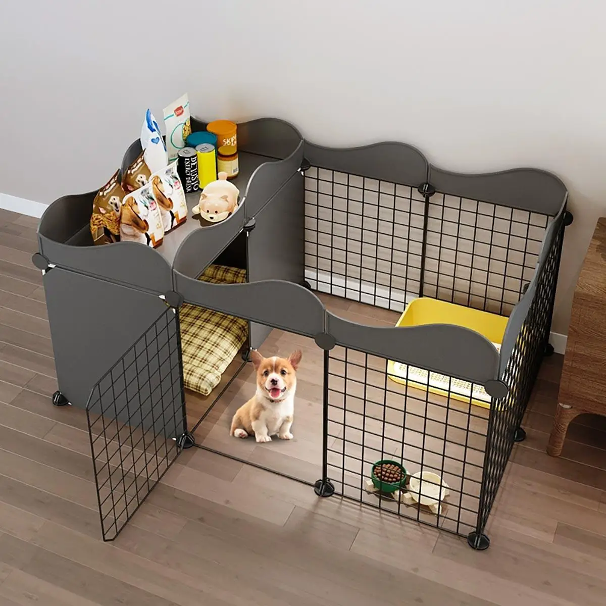 Pet Cage, Pet Fence with Toilet Area, Indoor Pet Cage, Pet Supplies for Small Dogs, Dog & Cat Furniture, Dog & Cat Accessories, Durable Puppy Playpen