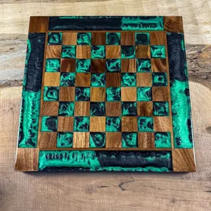 Jungle Black Onyx Walnut Chess Board (INCLUDES PIECES)
