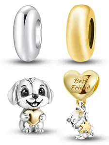 Cute Dog & Cat Design Beaded Charm, Lovely Animal Design Beaded Charm, Fashion Accessories for Bracelets Making, DIY Jewelry Accessories for Women & Girls