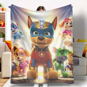 Paw Patrol Flannel Blanket Superhero Pups Print Soft Cozy Warm Lightweight Durable for Sofa Bed Travel Camping Movie Nights Relaxing Afternoons Road Trips Gifts