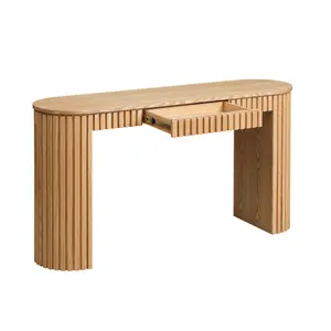 59.05" Modern Console Table With Drawer for Entryway with Unique Vertical Stripe Design for Living Room Hallway Foyer Entrance Study