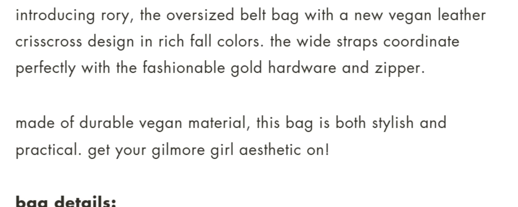 Rory Oversized Belt Bag - Versatile Design with Adjustable Straps, Ideal for Everyday Use