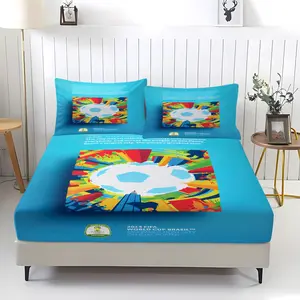 3-piece set of World Cup themed bed sheets, including 1 bed sheet and 2 pillowcases, with anti slip dust covers suitable for bedrooms and guest rooms, suitable for daily holidays, Valentine's Day, birthdays, and gift giving