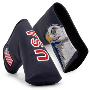 Faux Leather Putter Cover (USA- Blade） – Durable, Soft, and Stylish Headcover with Magnetic Closure for Secure Fit golf accessory