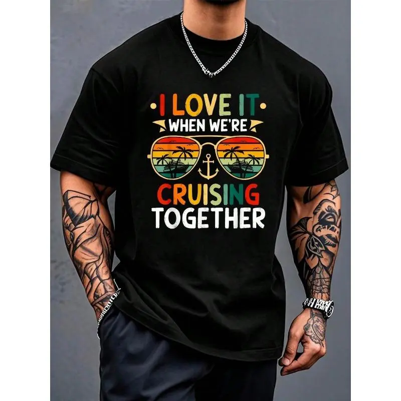 Matching Vacation Tshirt Set for Family & Couples, Playful Cruise 2026 Graphic Print, Soft Regular Fit with Round Neck, Hem, Shortsleeve, Stretch, Slogan Pattern, Playful Cute, Casual, Cotton, Lightweight, Fabric, T-Shirt, Top, Slight Stretch, Tops, Cruis