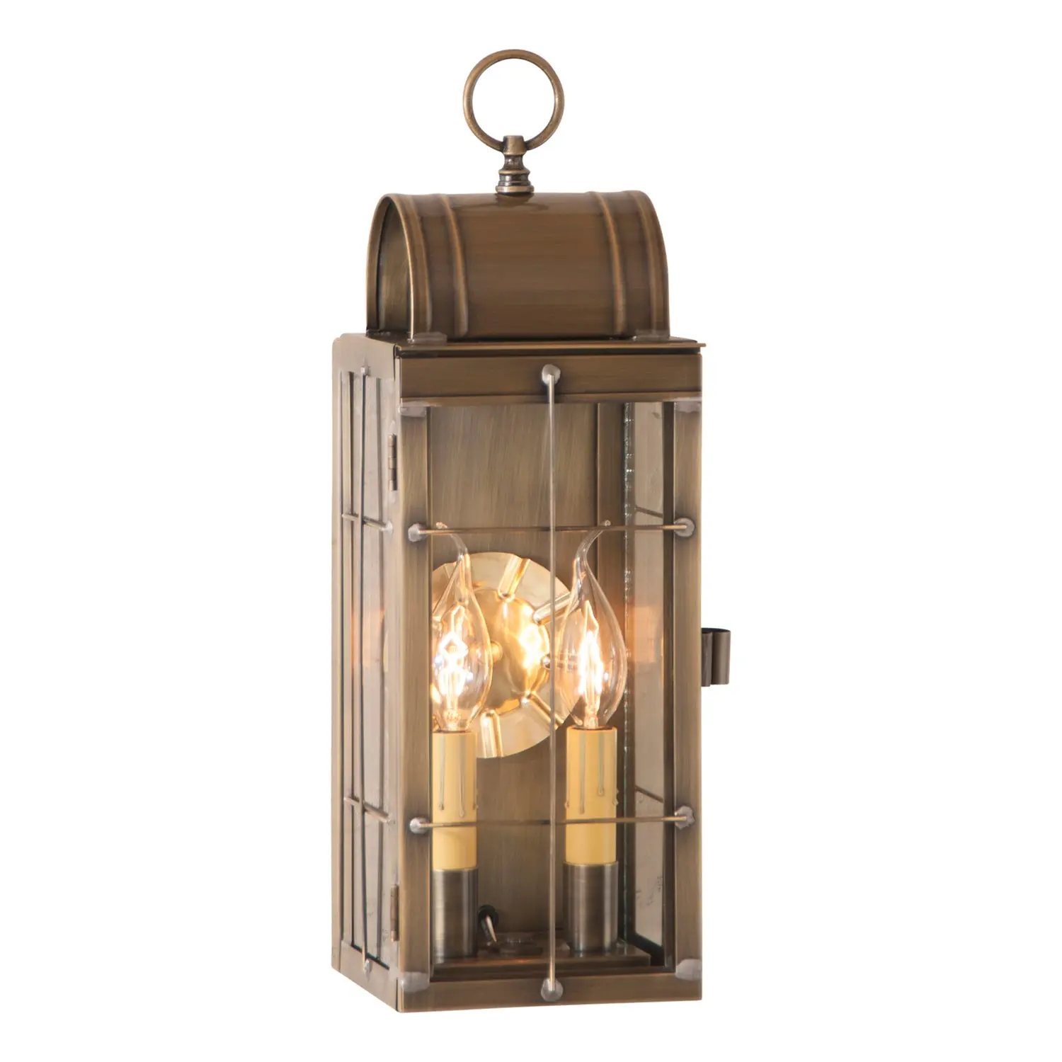 2 CANDLE COLONIAL LANTERN SCONCE Handcrafted in Weathered Brass & Antique Copper
