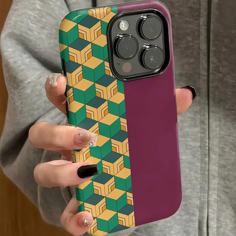 Demon Slayer phone case, anime character merchandise patterns, suitable for iPhone 11, 12, 13, 14, 15, 16 Plus, 17 Pro Max & Samsung Galaxy S26 Ultra S25 Plus S24 S23 FE S22, two-in-one anti-drop design, matte texture