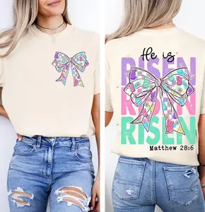 Brushstroke He is Risen Matthew 28:6 Bible Verse Tee & Sweatshirt, 3 Days Easter Jesus Apparel, Inspirational Easter Gift, Apparel Made In The USA		