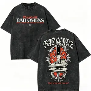 Vintage limited edition BAD OMENS heavy metal graphic T-shirt, unisex rock band washed cotton T-shirt, men's gift casual graphic T-shirt, men's gift, oversized seamless style