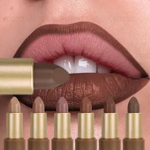 6pcs/set Silky moisturizing and Hydrating formula, multiple color options, natural matte, brown, suitable for autumn and winter, non-stick cup, lipstick, perfect holiday gift for girls