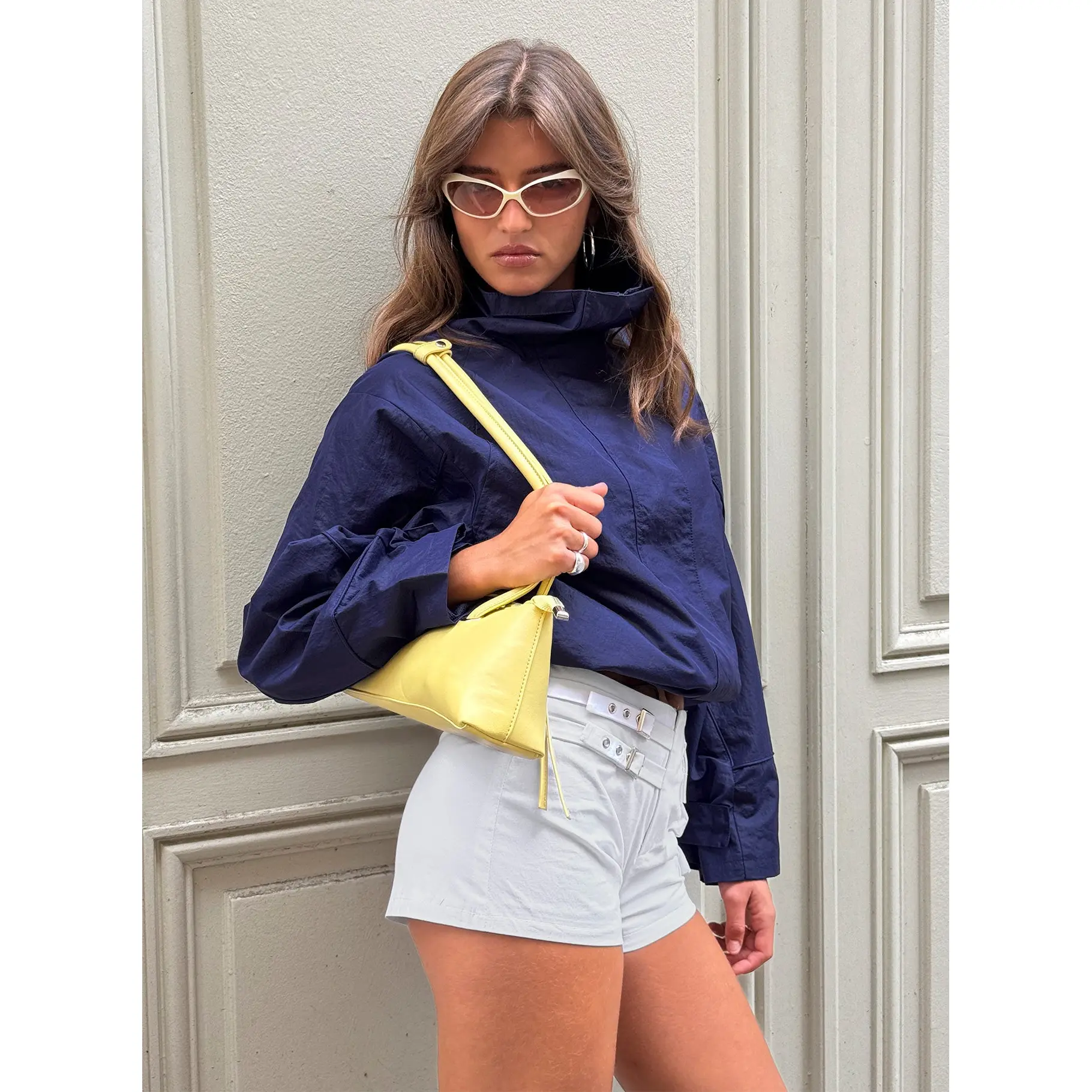 Hanaa Cargo Buckle Detail Shorts White