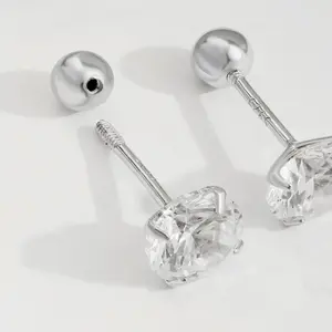 Stud earrings with screw back s925