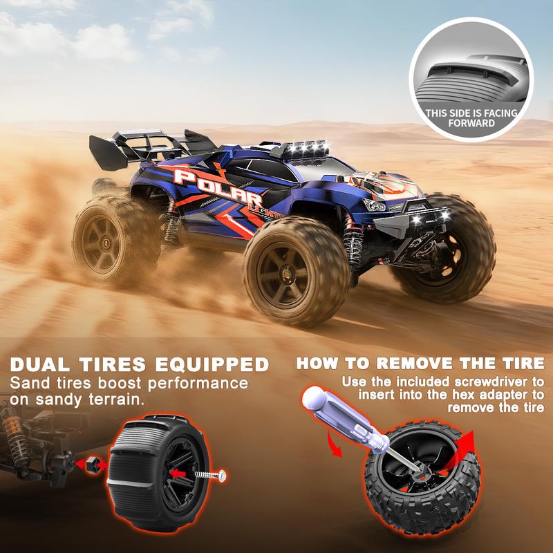 Cirmine Rc Cars 1:14 All Terrain RC Car for Adults & Boys, 4WD Off-Road RC Truck High Speed Fast 40+ KPH, 4X4 Waterproof Remote Control Car with 2 Rechargeable 1300 mAh Batteries
