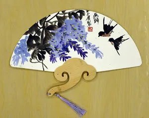 Hand-Painted Chinese Ink Fan | Good Fortune “” | Double-Sided Art Gift
