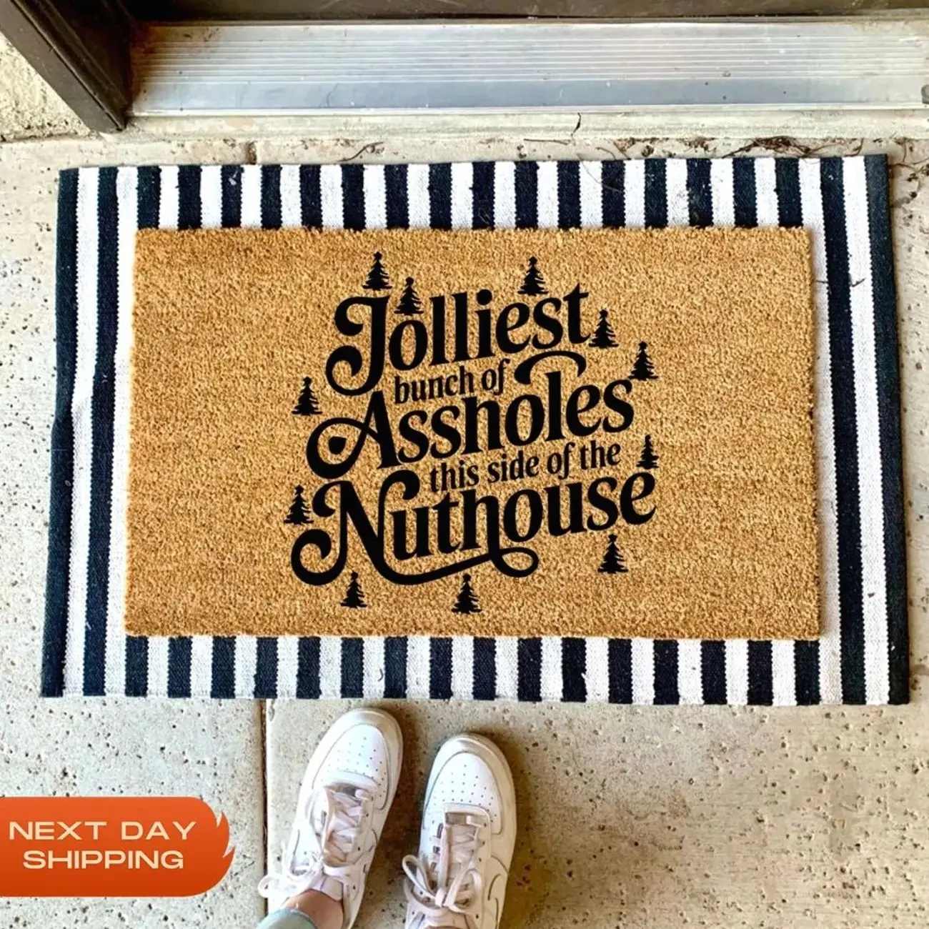 Jolliest Bunch of Assholes This Side of the Nuthouse Doormat, Funny Christmas Doormat, Holiday Gift, Welcome Mat, Christmas Gift, Home Decor Gift