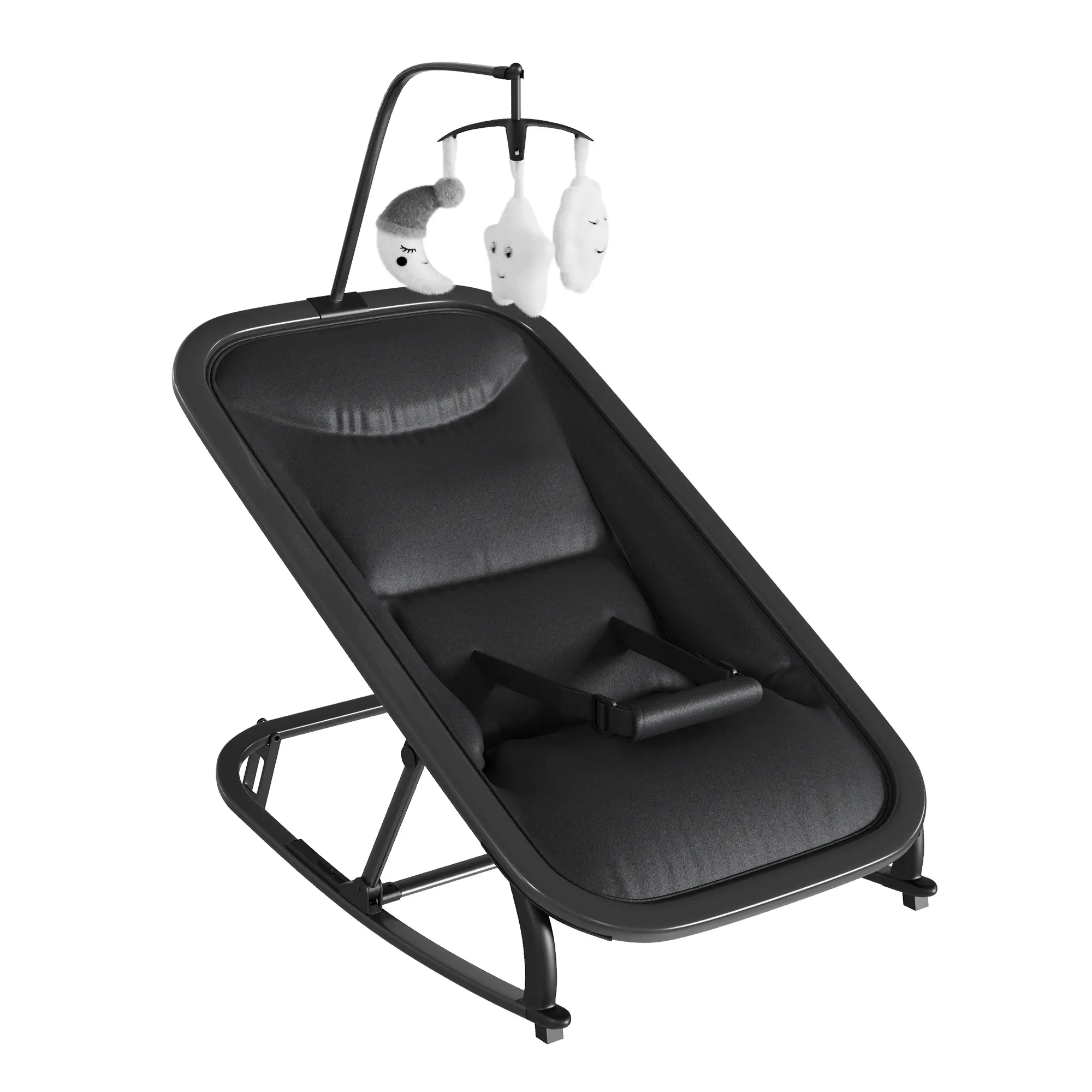 2-in-1 Baby Rocker & Bouncer Chair – Adjustable 3-Position Recline, Collapsible & Lightweight, Quiet Motion, No Assembly, Soft Padded Seat, Ideal for Newborns, Portable Cradle, Grey/Beige