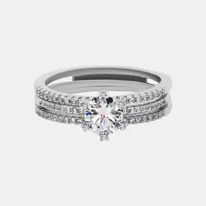 【410】"Slot Art"  1 Carat Synthetic Moissanite Detachable Stacked Ring– Unique and Versatile Choice for Engagement, Wedding, or Daily Wear