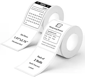 NIIMBOT 2Rolls Labels  for B-Series Thermal Label Printer, Waterproof, Oil-Proof and Tear-Proof Thermal Printer Labels, Black on White Tape Business Office