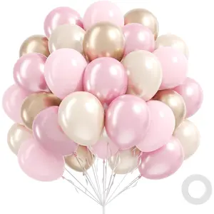 60 count  and  Balloons 12inch,  Light  Metallic  Double Stuffed  White Balloons for Boho Wedding  Bridal Shower Engagement Birthday Party Decorations