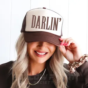 DARLIN' Country Classic Foam Trucker Hat Tan/Brown Women's Cap