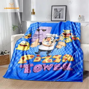 Pizza Tower Classic Pixel Game Throw Blanket Game Cartoon Gaming Gamer Room Soft Plush Blanket Bedroom Bedspread Home Decor