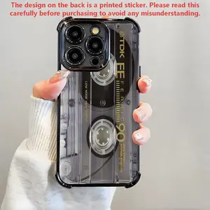 Retro Cassette Pattern Phone Case , Electroplated Cover with Airbag Shockproof Slim Soft TPU Cover for iPhone X XSMAX 11 12 13 14 15 16 17 Pro Max Plus Air Vintage