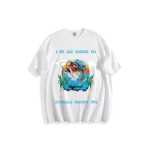 I'M SO GOOD AT CATCHING FISH THAT THE FISH TELL STORIES ABOUT ME T-Shirt - Funny Fishing Graphic Tee with Cool Bass Design, Casual Crew Neck Cotton T-shirt, Humorous