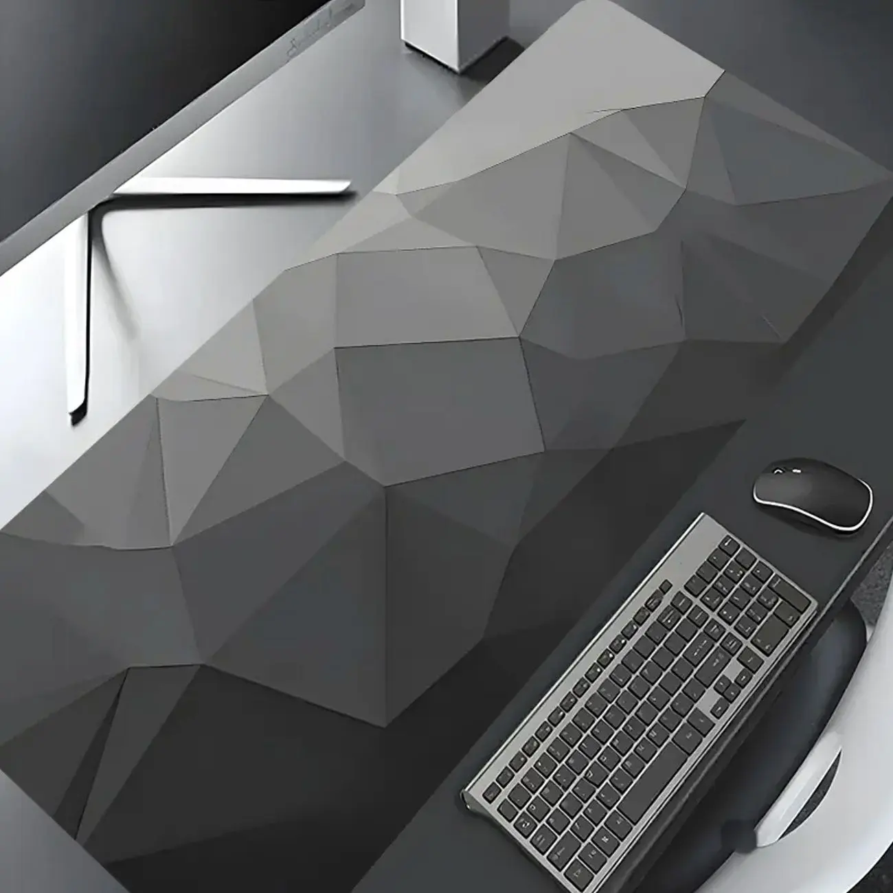 Grey Geometric Large Gaming Mouse Pad,Desktop Drotection Pad,Washable Rubber Pad Non-Slip Lock Edge Multi-Size Mouse Pad Suitable For Home Office,Office Desk Accessories,Computer Desk Accessories,Mousepad