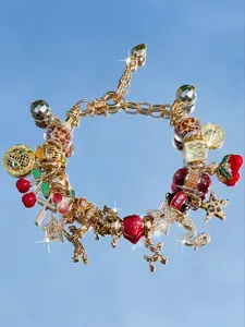1pc charm leopard print cherry bracelet, diamond studded star pendant bracelet, sexy cheetah pendant bracelet, balloon dog pendant bracelet, snake pendant bracelet, cola bead bracelet, including cross, heart, star, dice and other ornaments