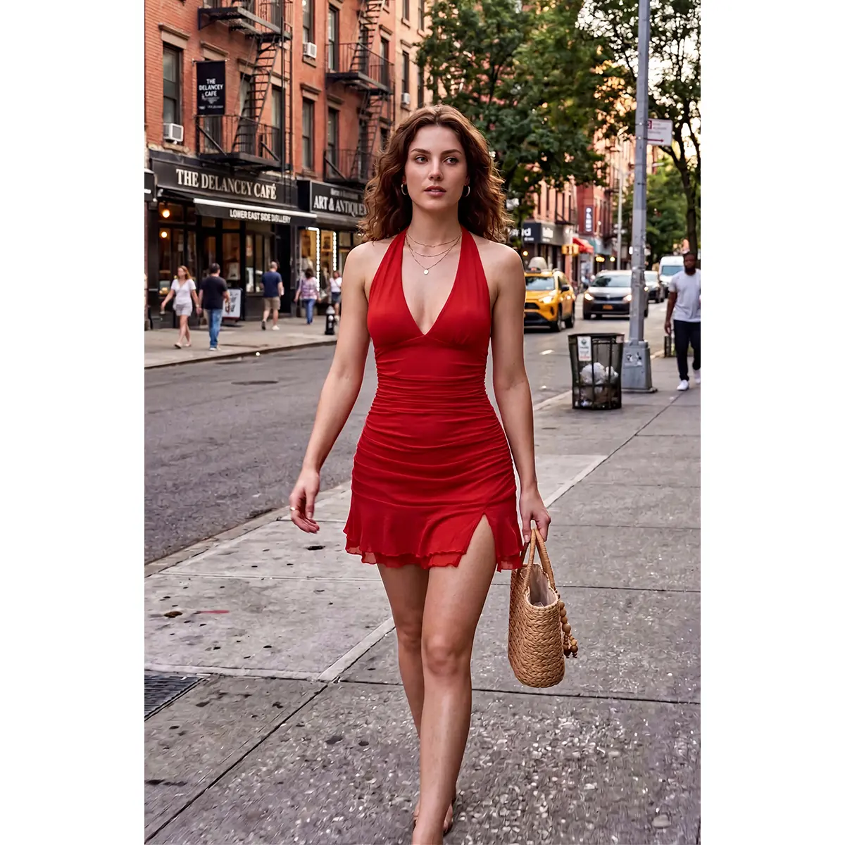 oys bodycon dress OYS Women Sexy Halter Deep V Neck Ruched Bodycon Dress Summer Side Slit  Mesh Hem Cocktail Club Party Short Mini Dresses