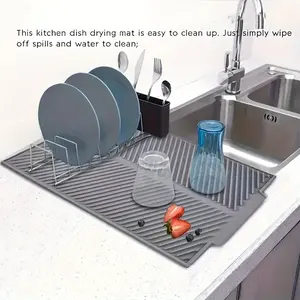 1PC Silicone Drainage Pad, Dish Drying Pad, Foldable Drainage Pad, Large Drainage Pad, Drainage Pad, Heat-Resistant Pot Pad, Dishwasher-Safe Tripod Pad, Kitchen Accessory