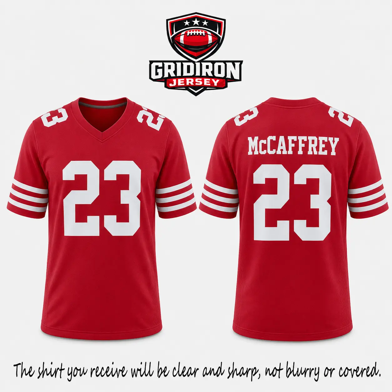 GRIDIRON JERSEY McCaffrey #23 Football Jersey, CMC Niner Empire Jersey, The Faithful Football Fan Shirt, Game Day Outfit, Football Fan Gift