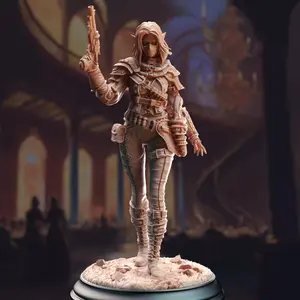 Drow Gunslinger Lendara "Slickshot" Varth 3D-Printed Character Figure Miniature, Collectible 3D-Printed Miniatures for Home Decor, DM Stash, Character Figure Miniatures