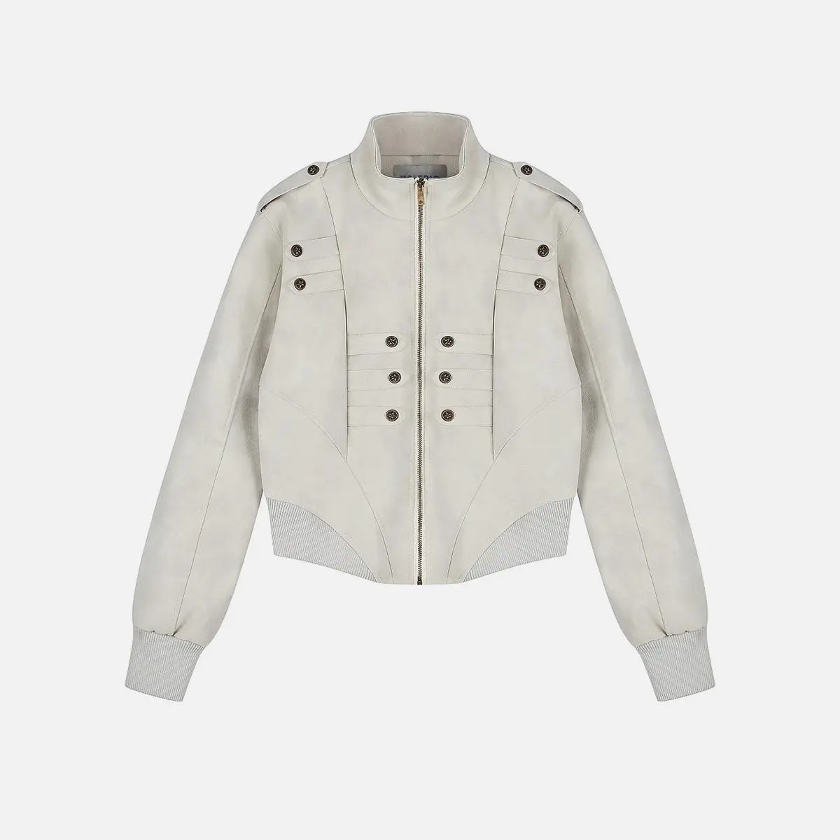Aelfric Eden Military Button Zip Up Jacket Stand Collar Decorative Button Structured Fit Vintage Streetwear Casual Bomber Jacket Unisex