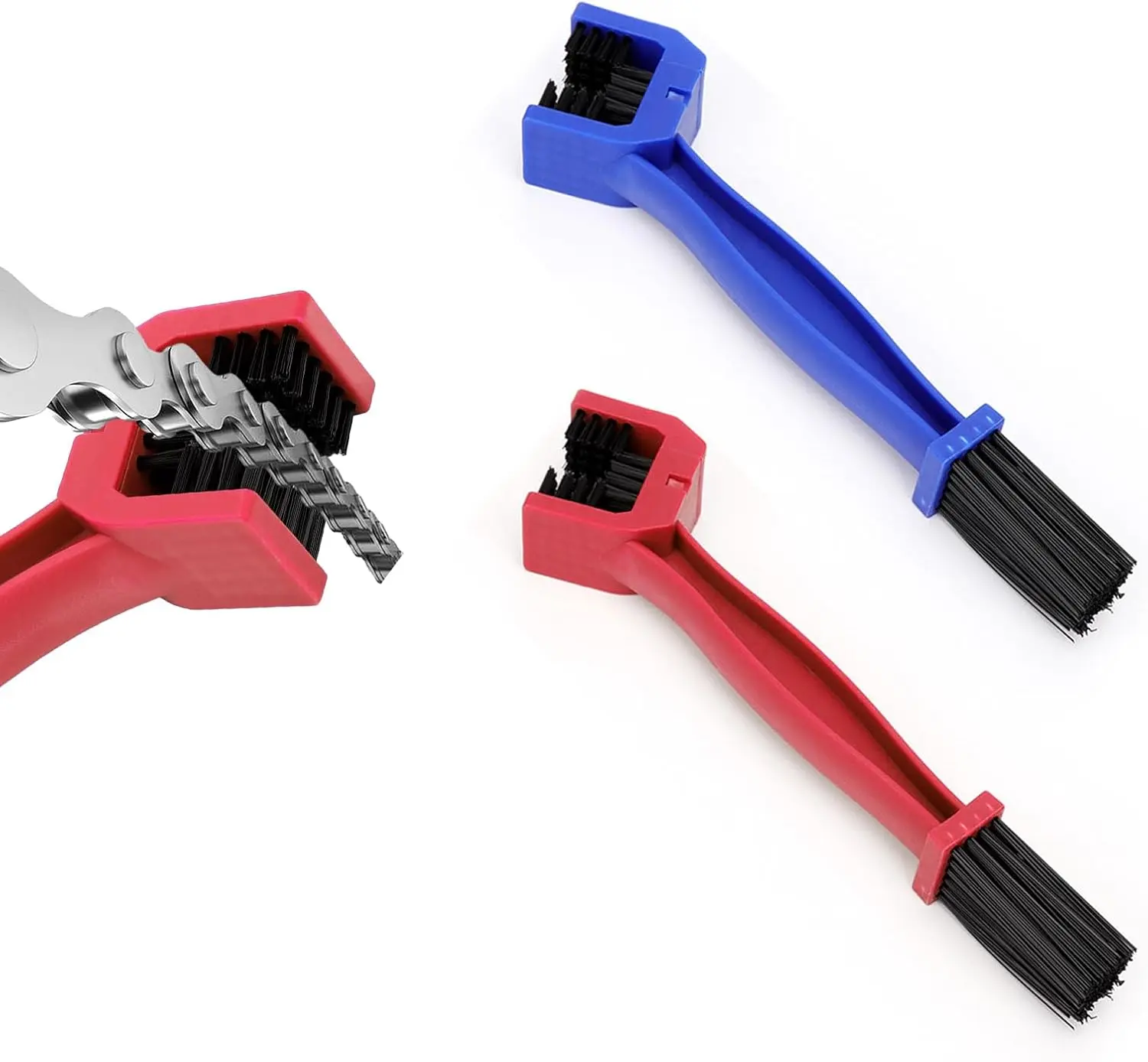 2 count  or  Chain Washer,  Chain Gear Dirt Clean Brushes, Universal Bicycle Chain Cleaning Brush Tool for Mountain  Heavy Duty  (1 Red+ 1 Blue)