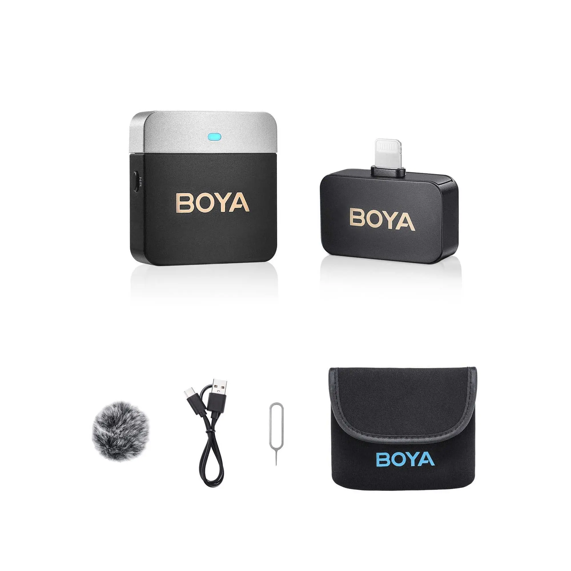 BOYA Wireless Lavalier Microphone for iPhone iPad Professional Plug Play Cordless Clip on Mic for Video Recording Live Streaming BY-M1V5 Noise Cancellation Gain Adjustment
