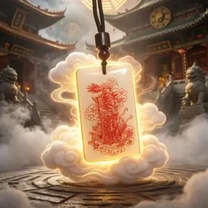 Traditional Polished Ancient Taoist Guardian Jade Tag - Spiritual Protection Amulet for Negative Energy, Evil Eye