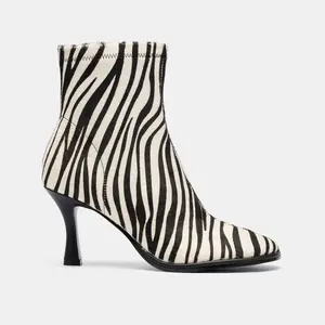 Gloria Zebra Leather Stiletto Ankle Boots