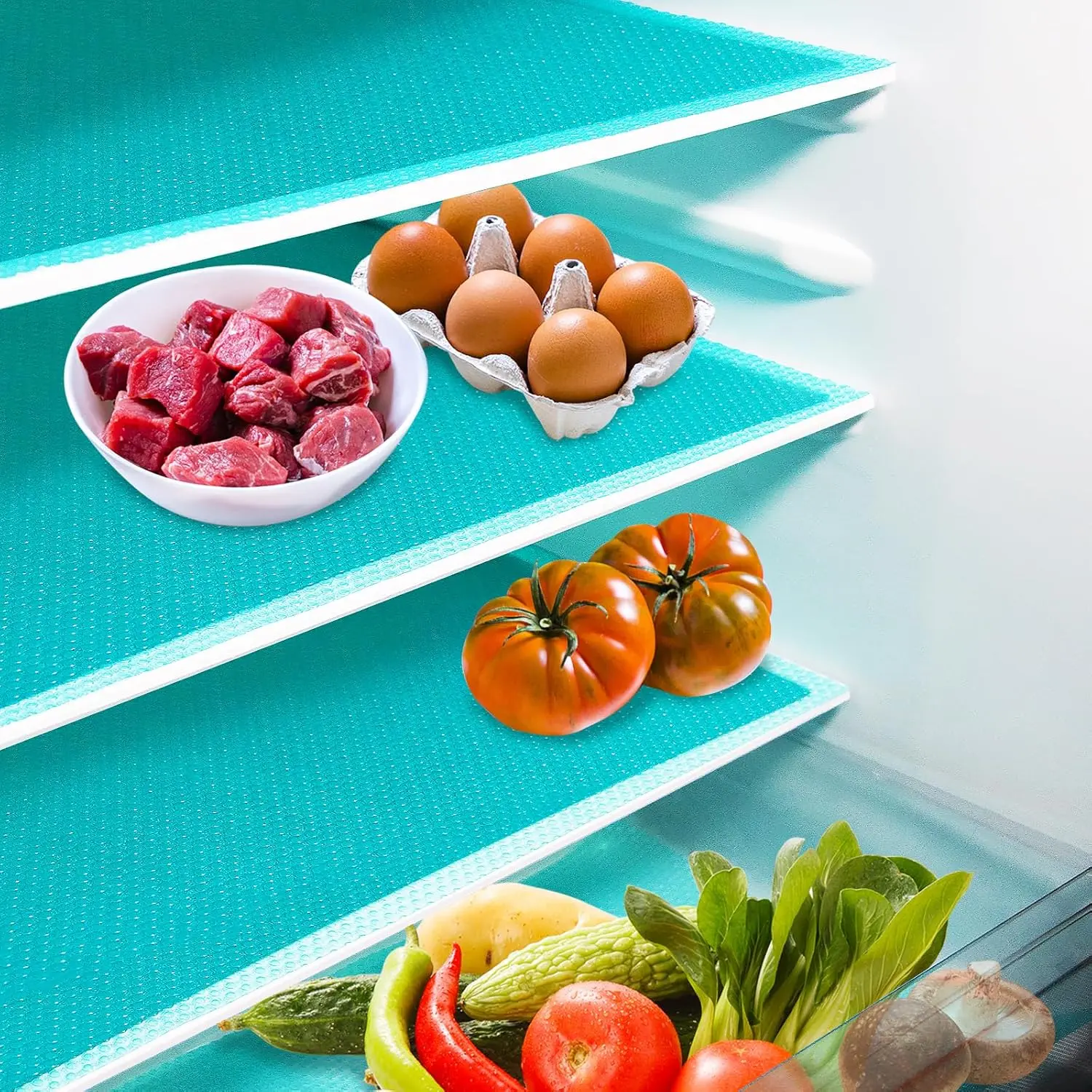 10Pcs Rectangle Solid Pattern Reusable Plastic Refrigerator Liners, 18x12 in (18" l × 12" w) Waterproof Washable Quick-Drying Fridge Shelf Mats for Home Kitchen Cupboard Organization & Shelf Protection, Water Proof, Durable