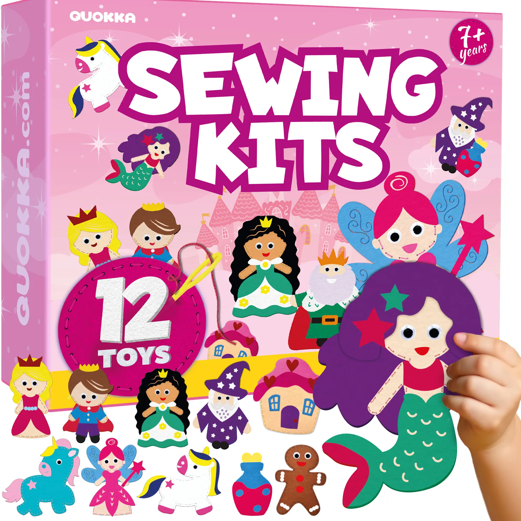 QUOKKA Fairy Tale Felt Sewing Craft Kits for Kids 7+ Years - 12 Basic Sets, Educational DIY Handmade Creative Crafting Kit, Creative Craft Kit