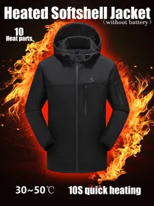 Men's Fall Winter Heating Jacket, Waterproof Windproof Outerwear, Fast 10 Zone Heating, Outdoor Ski Hiking Commuting, No Charger Included