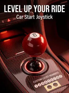 Billiard Ball Car Start Joystick - Level Up Your Ride with Customizable Lucky Number (1-9) - Universal Metal Base Push Start Button Cover - Fun Automotive One-Touch Start Accessory for Any Vehicle