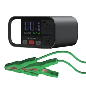 Leaper 12V Jump Starter LS86 Alloy, 2000A Peak Current, 20000mAh Capacity, 3'' Digital Screen, Non-Polarized Green Clamps, PD65W Fast Charge, Emergency Ready, Black Aluminum Casing