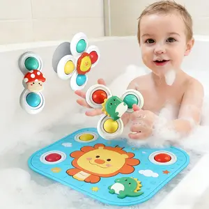 #Bath Toys 3PCS Suction Cup Spinning Bath Toys for Kids | Bathtub Water Toys, Strong Suction on Table, Glass, Tile, Cute Cartoon Mushroom Dinosaur Lion, Fun Sensory Toy, Educational Toy for Motor Skills Development #Water Toys #Sensory Toys#Fidget Toys