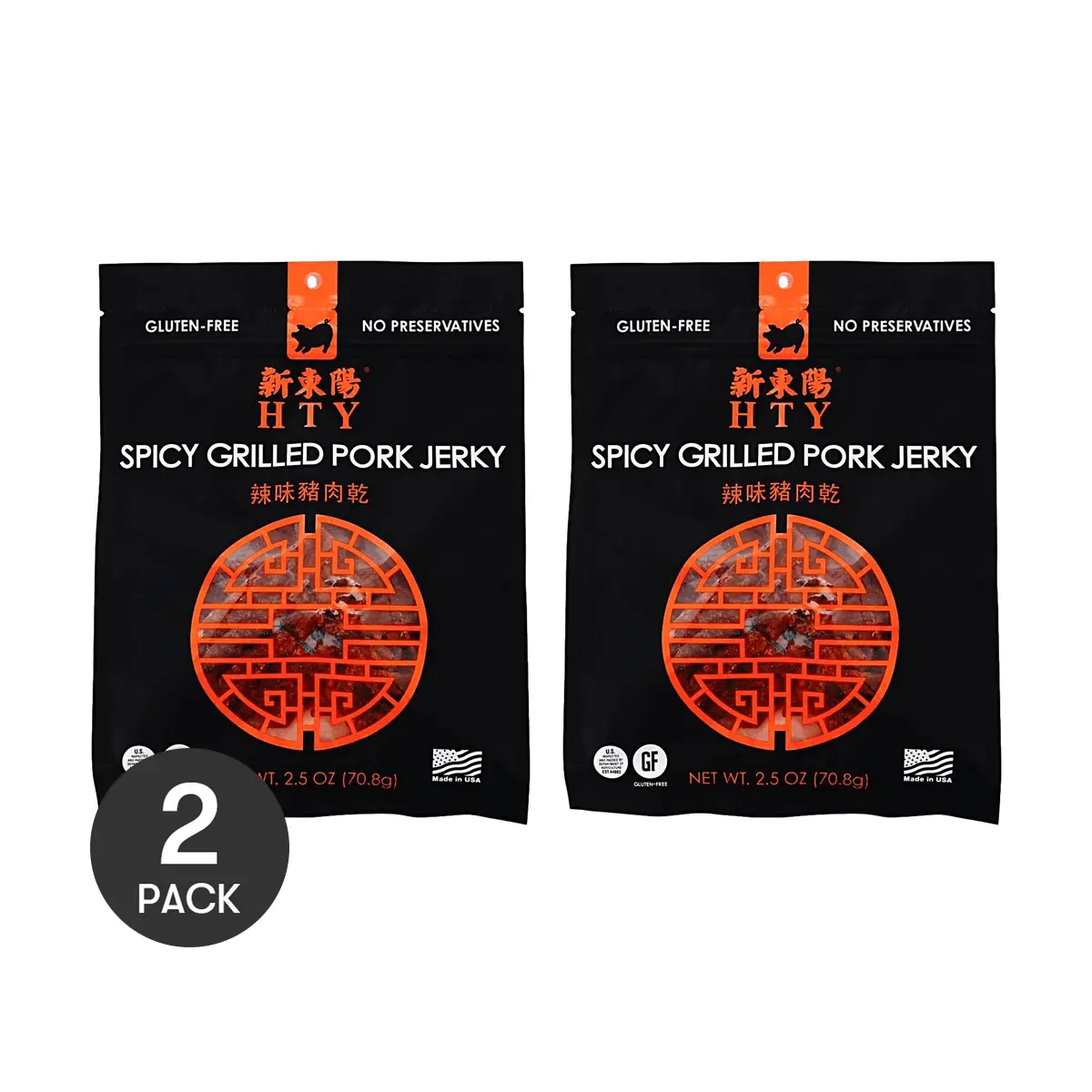 2 Pack HSINTUNGYANG Spicy Pork Jerky 70g - Authentic Korean Flavor, Savory Snack