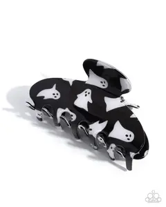 Ghostly Greeting - Black and White Halloween Claw Hair Clip - Paparazzi