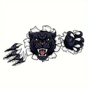 1PC Black Panther Wall-Breaking Head + Claw Pattern" Multi-scene Dominant Decorative Sticker For Digital Device/Gear Bag Multi-scene Cool Goodie Adds Wild Dominant Personal Texture Top For Multi-scene Dominant Cool Style Fans