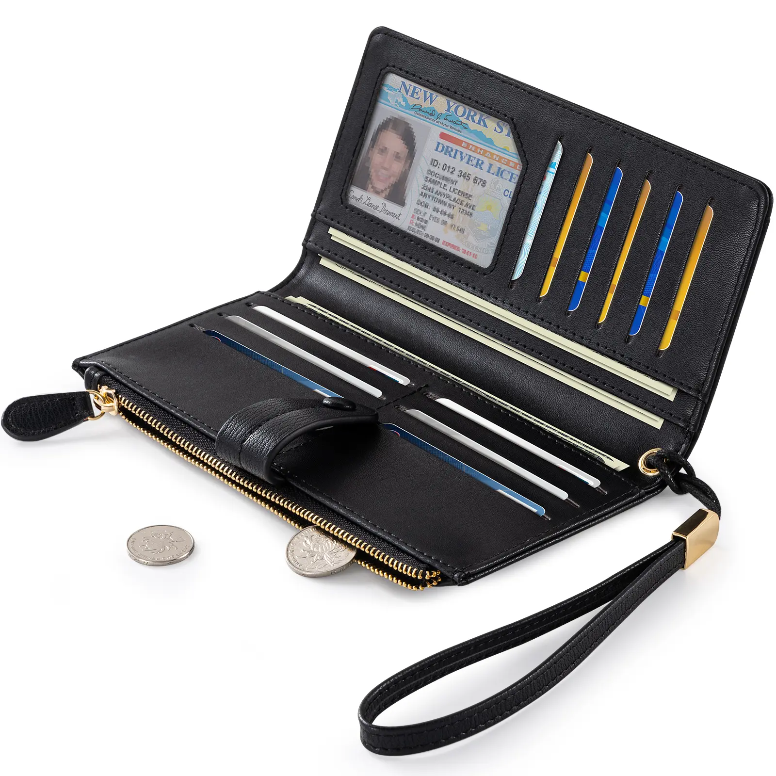 VTLASK Women's Minimalist Long Wallet - RFID Blocking Slim Wristlet Clutch, Wallets for Women, 12+ Card Slots, Phone Pocket
